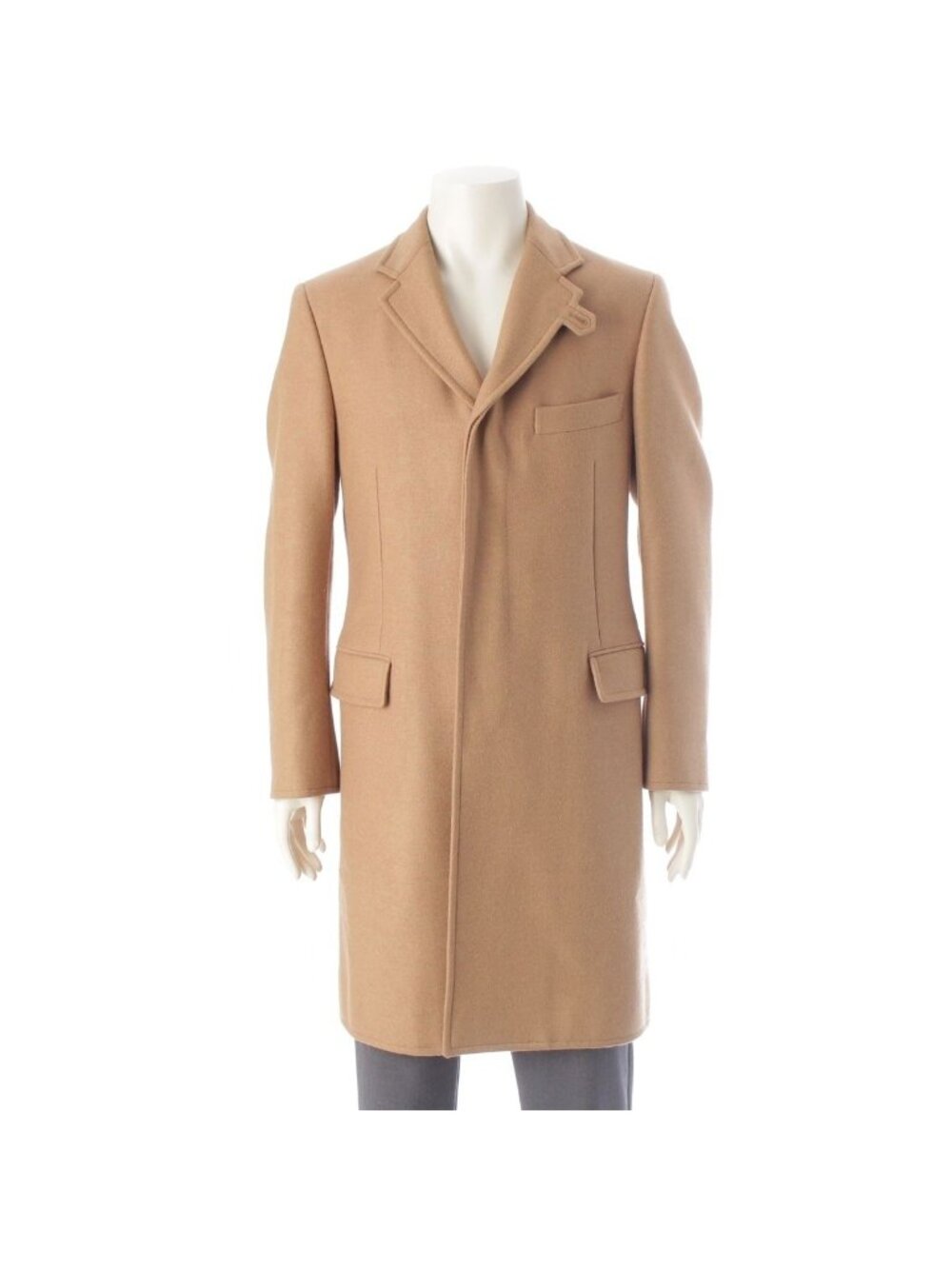Hermes Camel Leather Patch Chesterfield Coat Brown 48